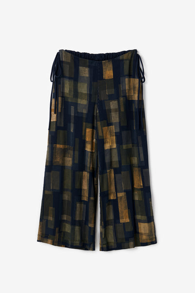 The Orson Pant, an ankle-length pant painted with a geometric design.