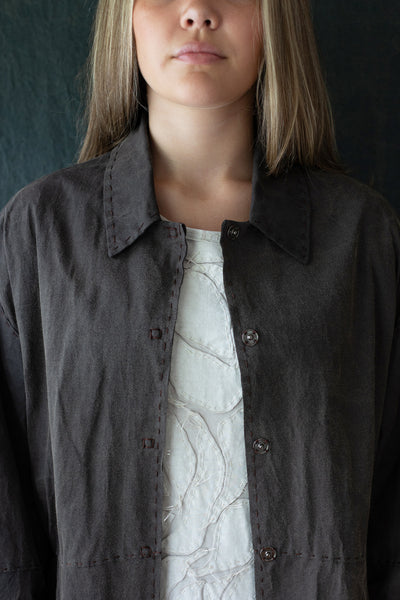 Gilded Carroway Jacket in dark brown on model