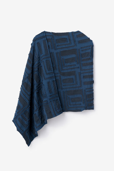 The Poncho in Peacock with negative reverse Large Sonia appliqué.